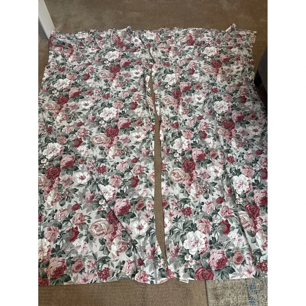 Croscill Home Fashions Floral Drapery Panels Pink Rose Lined Rod Pocket USA 2